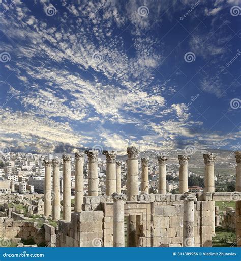 Roman Ruins In The Jordanian City Of Jerash Gerasa Of Antiquity