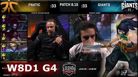 Fnatic W Rekkles Vs Giants Week Day S Eu Lcs Summer