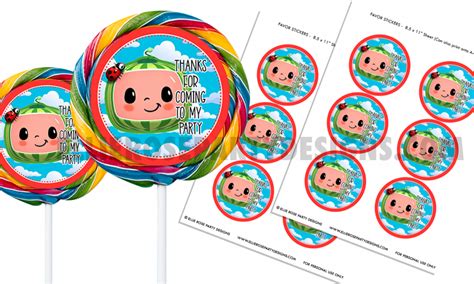 Free Cocomelon Stickers Lollipop Swirl Fun