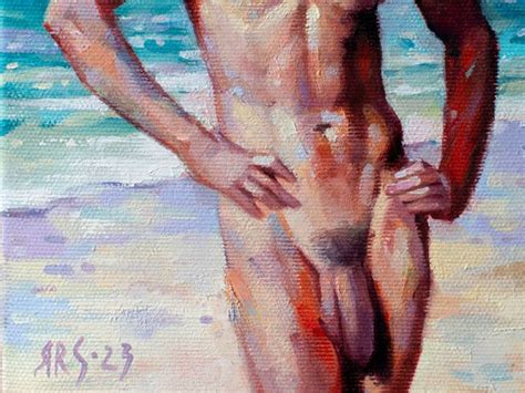 NAKED MAN BY THE SEA Oil Painting Yaroslav Sobol Artfinder