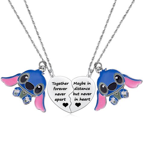 Best Friend Stitch Necklace Friendship Matching Heart Necklace For 2 Girls Lilo And Stitch Stuff