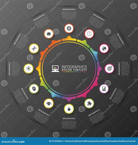 Infographics圈子 设计现代模板 也corel凹道例证向量 向量例证 插画 包括有 按钮 五颜六色 61524894