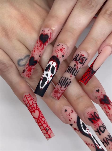 Halloween Press On Nails Ghost Face Press Ons Handmade Press On Nails Etsy