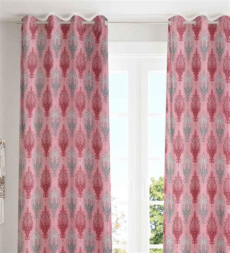 Buy Pink Traditional Polyester Ft Semisheer Eyelet Door Curtains Set