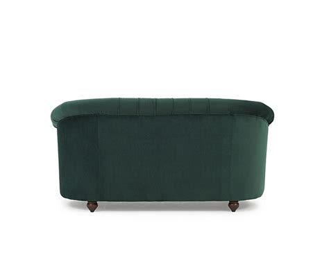 Rounded Green Plush Velvet Seater Sofa Homegenies