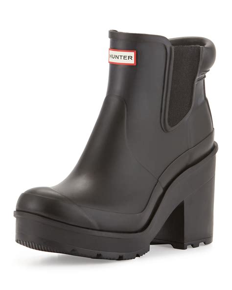 Hunter Boot Original Chelsea Block Heel Rain Boot Black