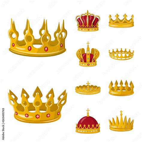 Vector illustration of monarchy and gold symbol. Collection of monarchy ...