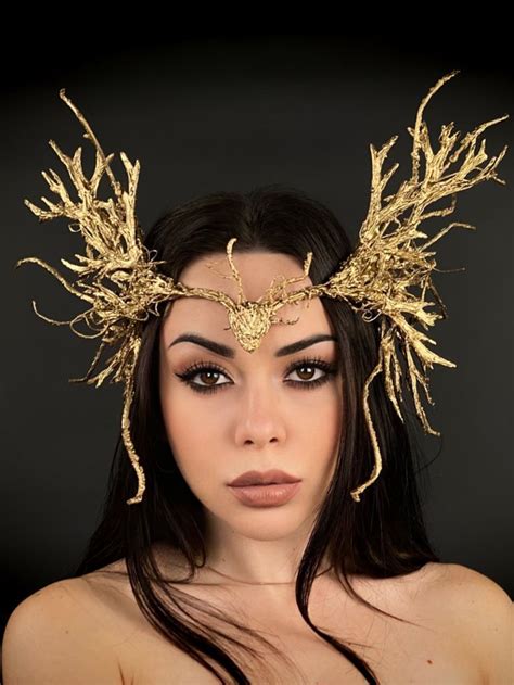 Wood Elf Tiara Golden Fairy Tiara Nymph Tiara Golden Angel Headdress