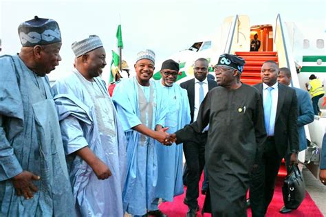 President Tinubu Returns From Guinea Bissau Photos