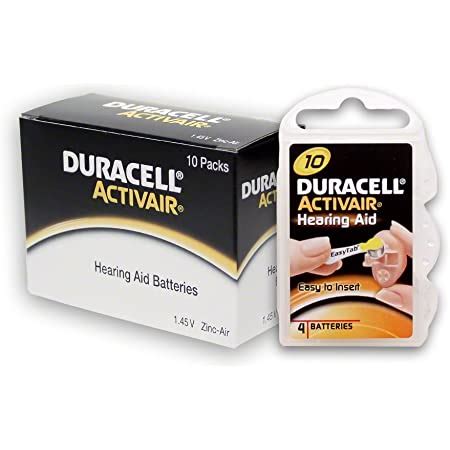 Amazon Duracell DA10B8ZM10 Easy Tab Hearing Aid Zinc Air Battery