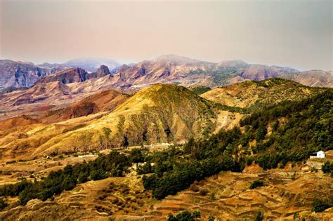 Mountain Landscape Near Pico Da Cruz Santo Antao Island Cape Verde