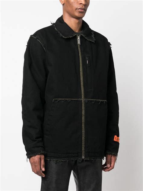 Heron Preston Rebuilt Zip Up Denim Jacket Black Farfetch Uk