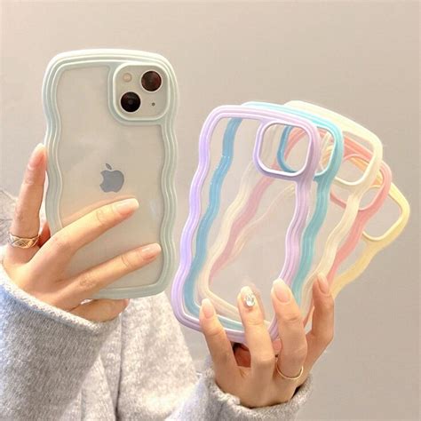 Pastel Color Wavy Border IPhone Case Aesthetic Clothes Shop Preppy