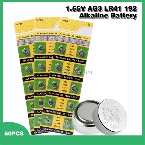 50pcs Pack Ag3 Lr41 392 Button Batteries Sr41 192 Cell Coin Alkaline