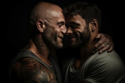 Premium AI Image Two Captivating Men Share A Tender Embrace Generative Ai