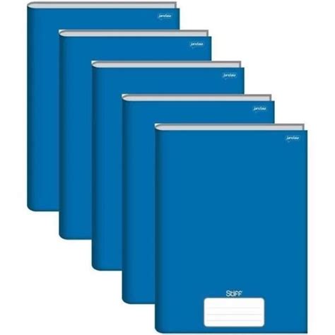 Kit C 5 Caderno Brochura Pequeno Capa Dura Azul 140 X 200 Mm 96fls