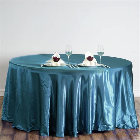 Buy Teal Satin Round Tablecloth Pack Of Tablecloth At