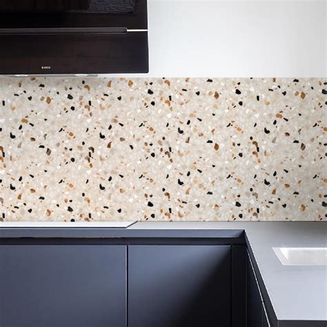 Crédence Cuisine Sticker Terrazzo Beige et Noir Anouk