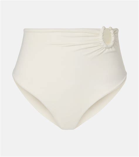Taita Gathered Bikini Bottoms In White Johanna Ortiz Mytheresa