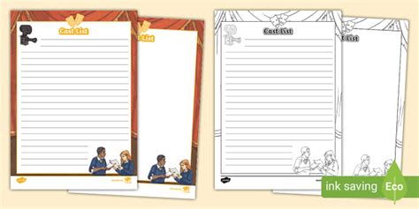 Cast List Writing Template (teacher made) - Twinkl