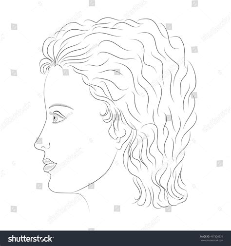 Hand Drawn Female Face Profile Sketch Stock Vector (Royalty Free) 497320531