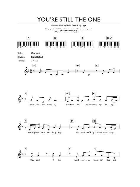 You Re Still The One By Shania Twain Sheet Music For Piano Chords