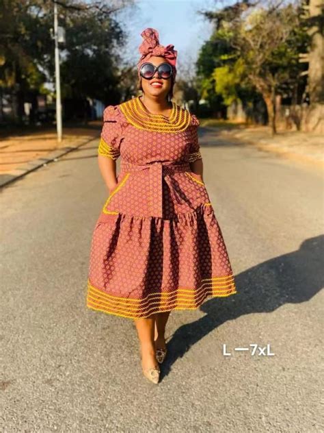 Sleeveless Shweshwe Tswana Xhosa Zulu Dress South African