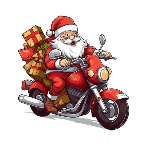 Premium Vector Santa Claus Riding Motorcycle Vector Illustration