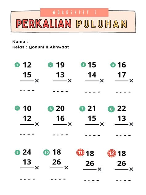 Worksheet Perkalian Puluhan Pdf Pdf