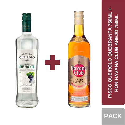 Ripley Pack Pisco Queirolo Botella Vidrio Quebranta Ml Ron