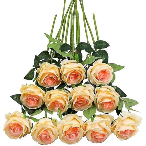 Artificiell Flora Set Med Konstgjorda Rosor Deco Fake Silk Flowe