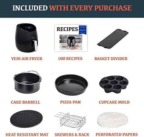 Yedi Total Package Air Fryer 4 Quart Deluxe Accessory Kit Recipes Black Pricepulse