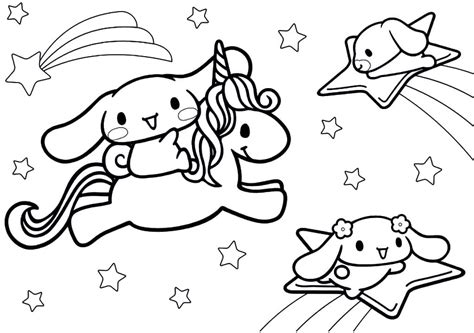 Coloriage Cinnamoroll Avec Licorne Et Arc En Ciel Télécharger Et