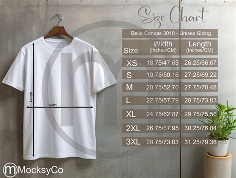 Bella Canvas Oversized Boxy Tshirt Size Chart Imperial And Metric