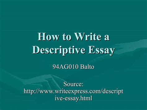 How To Write A Descriptive Eassay Ppt