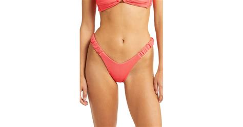 Kulani Kinis Floral Retro Thong Bikini Bottoms In Red Lyst