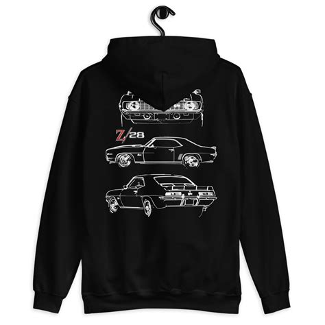 1969 Camaro Z28 302 Muscle Car Collector Outline Art T Unisex Hoodi