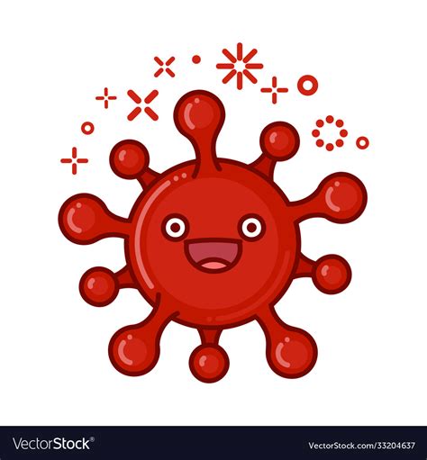 Kawaii Smiling Corona Virus Cartoon Royalty Free Vector