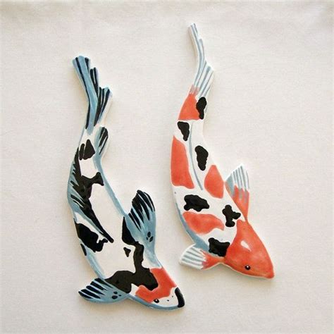 Koi Mosaic Tiles Ceramic Fish Hand Painted Art Tiles For Etsy Hand