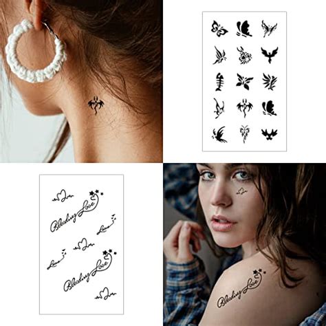 64 Sheets Tiny Finger Temporary Tattoos Kit Stickers Minimalist Small