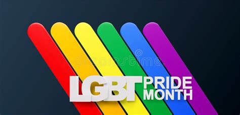 Vector Horizontal Banner With Volumetric Text LGBT Pride Month Lesbian Gay Bisexual