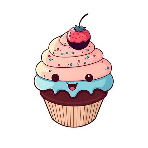 Cute Cartoon Kawaii Cupcake Sticker Clipart Ai Generated Png The Best Porn Website