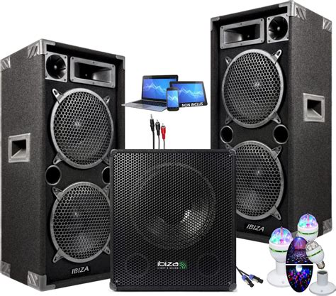 Ibiza Sound Light Pack Sono Megas Basses W Avec Enceintes W