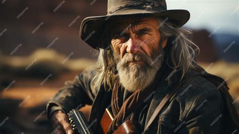 Premium Photo | Closeup shot of a cowboy and a western town