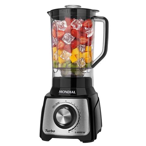 Liquidificador Mondial Turbo Inox L 1200BI 1200W Preto