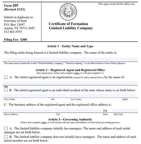 Texas Certificate Of Formation Llc Bible