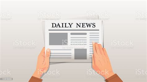 Businessman Reading Daily News Human Hands Holding Newspaper Press Mass Media Concept Stock