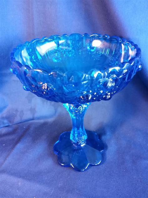 Fenton Colonial Blue Rose Comport Ebay