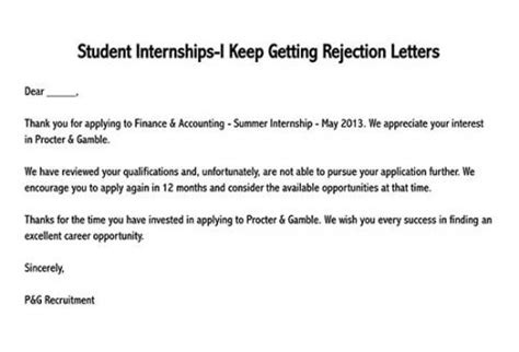 Internship Rejection Letter Mosop