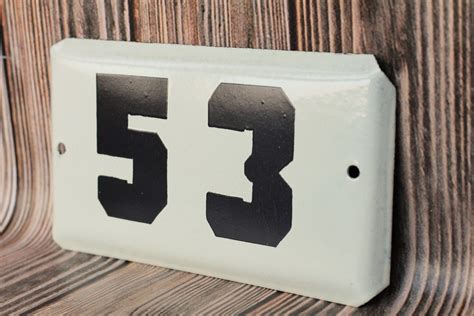 Vintage Door Number Sign 53 White Enameled Sign Apartment Etsy